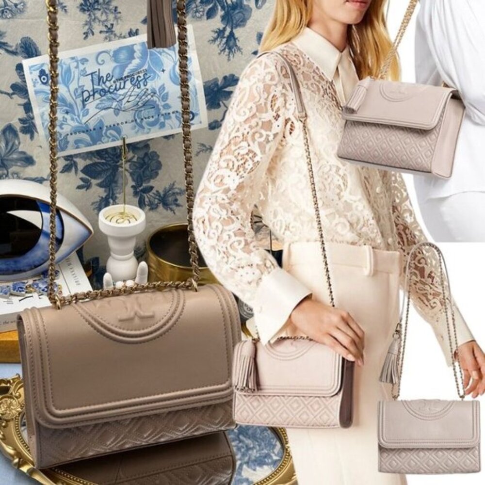 🆕 TORY BURCH 🧿 NWOT Fleming Small Convertible Shoulder Bag, Beige In Bedrock